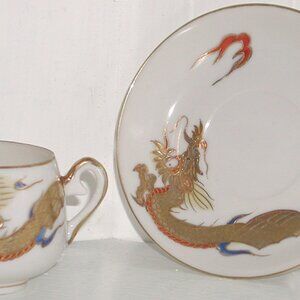 Dragonware Moriage Lithophane Cup and Saucer